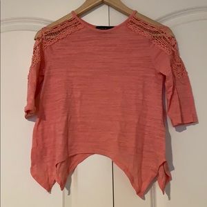 Coral Cold-shoulder Top